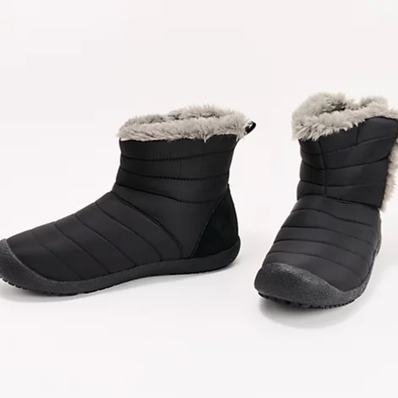 New Lamo Water Resistant Memory Foam Puffer Boots Faux Fur Alina Black Pull On - Picture 7 of 8